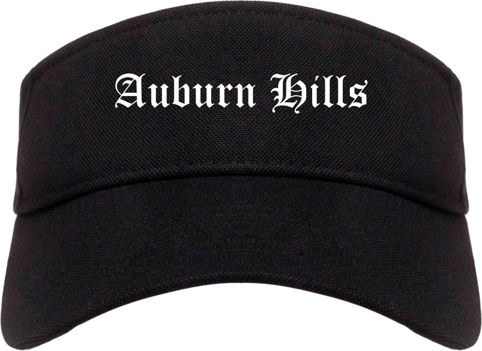 Auburn Hills Michigan MI Old English Mens Visor Cap Hat Black
