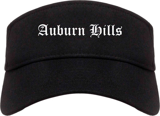Auburn Hills Michigan MI Old English Mens Visor Cap Hat Black