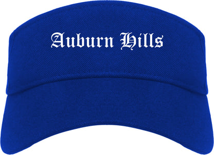 Auburn Hills Michigan MI Old English Mens Visor Cap Hat Royal Blue