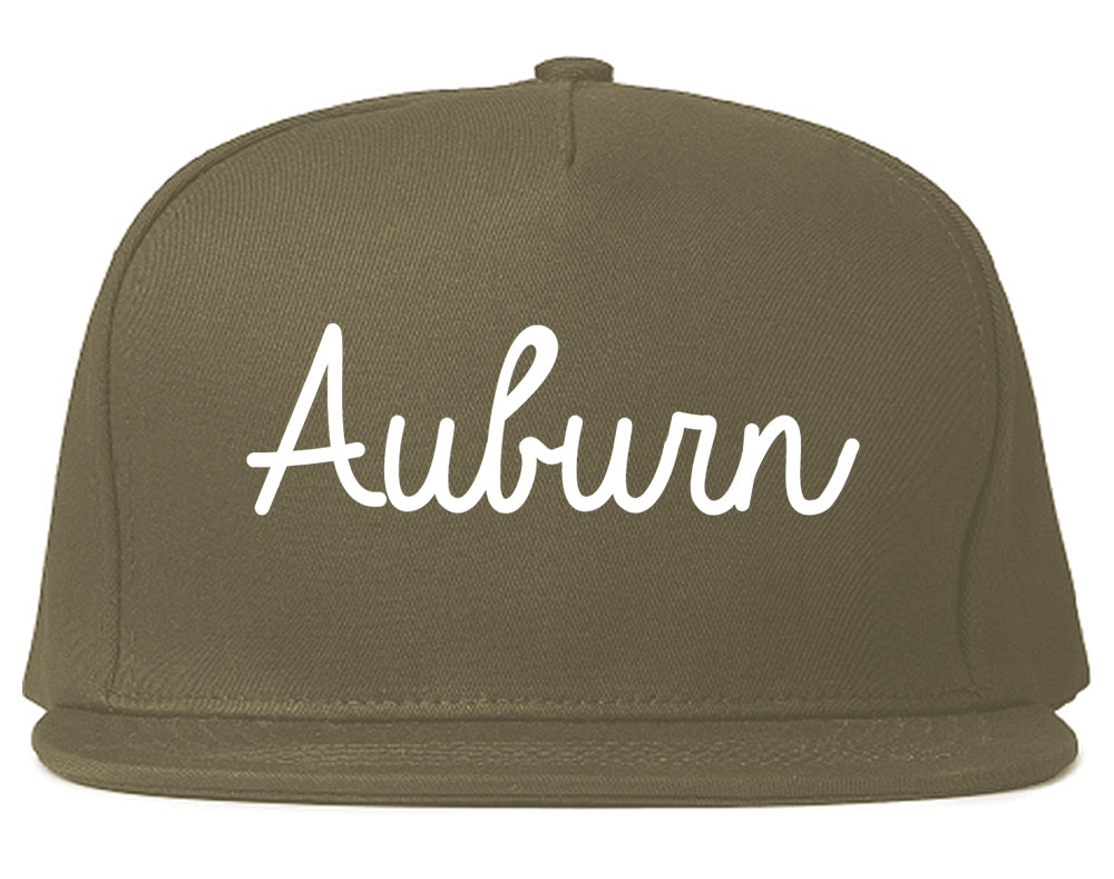 Auburn Illinois IL Script Mens Snapback Hat Grey