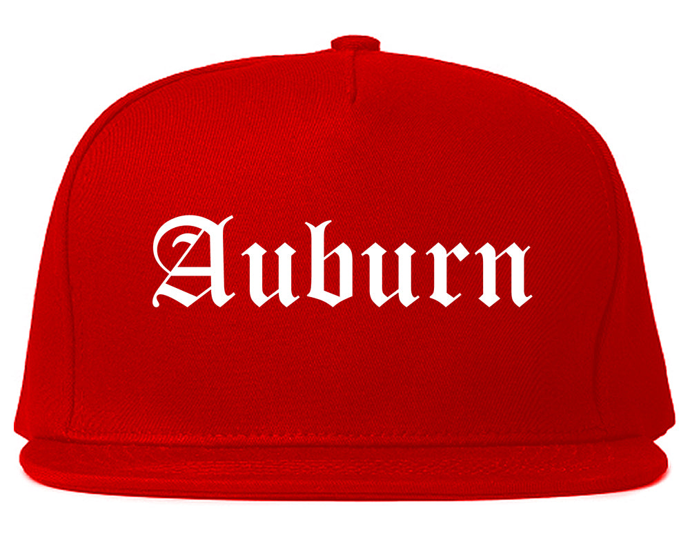 Auburn Indiana IN Old English Mens Snapback Hat Red