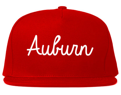 Auburn Indiana IN Script Mens Snapback Hat Red