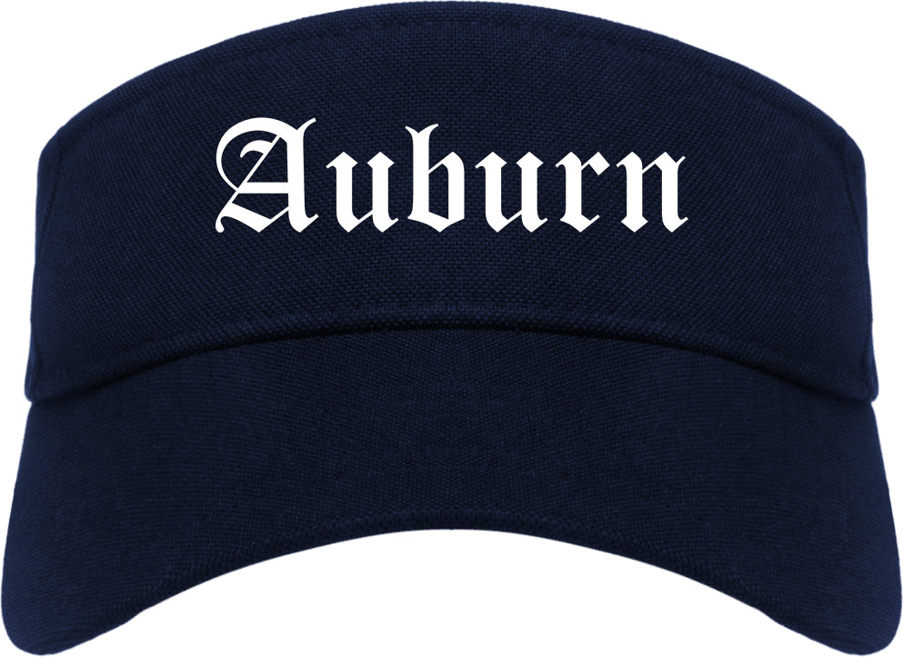 Auburn Indiana IN Old English Mens Visor Cap Hat Navy Blue