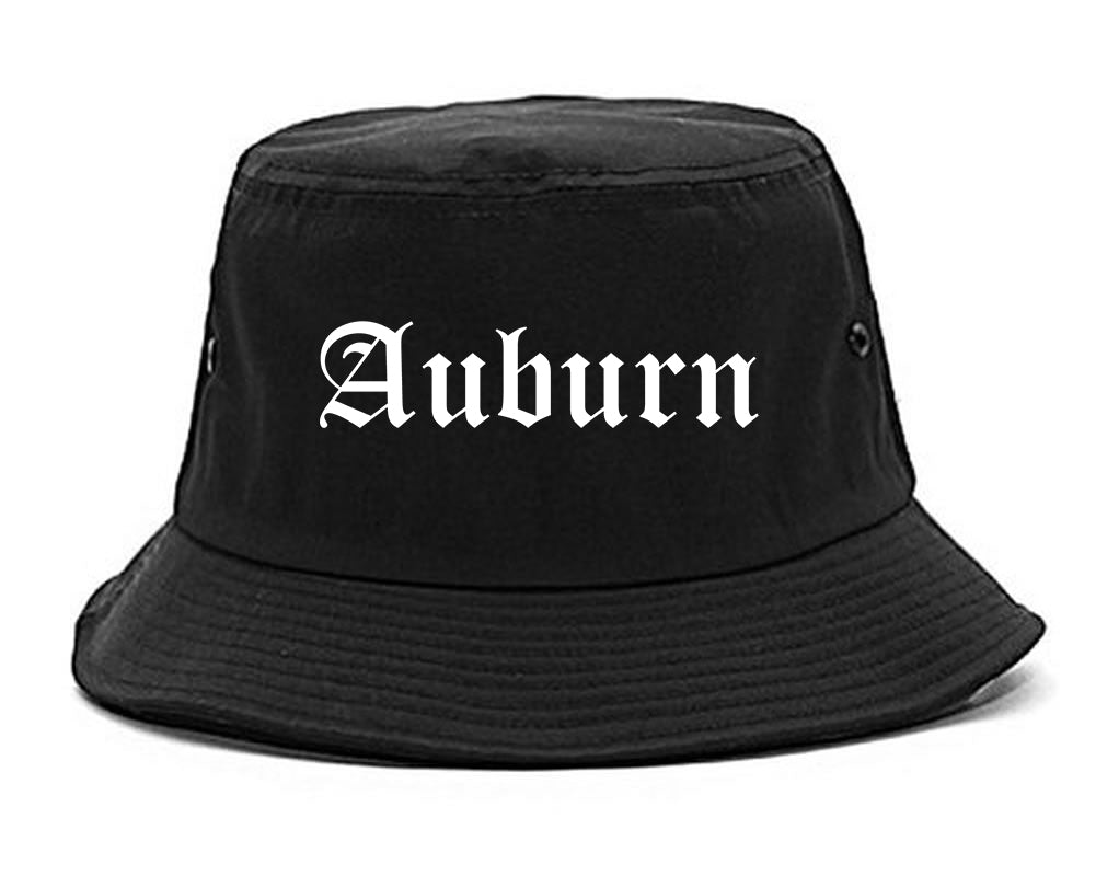 Auburn Maine ME Old English Mens Bucket Hat Black