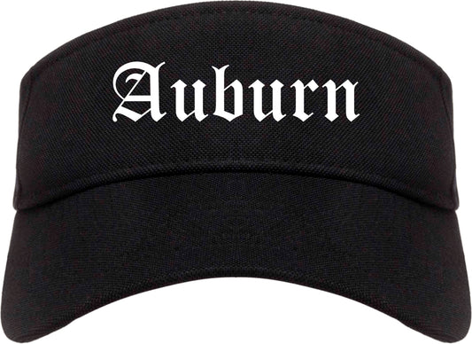Auburn Maine ME Old English Mens Visor Cap Hat Black