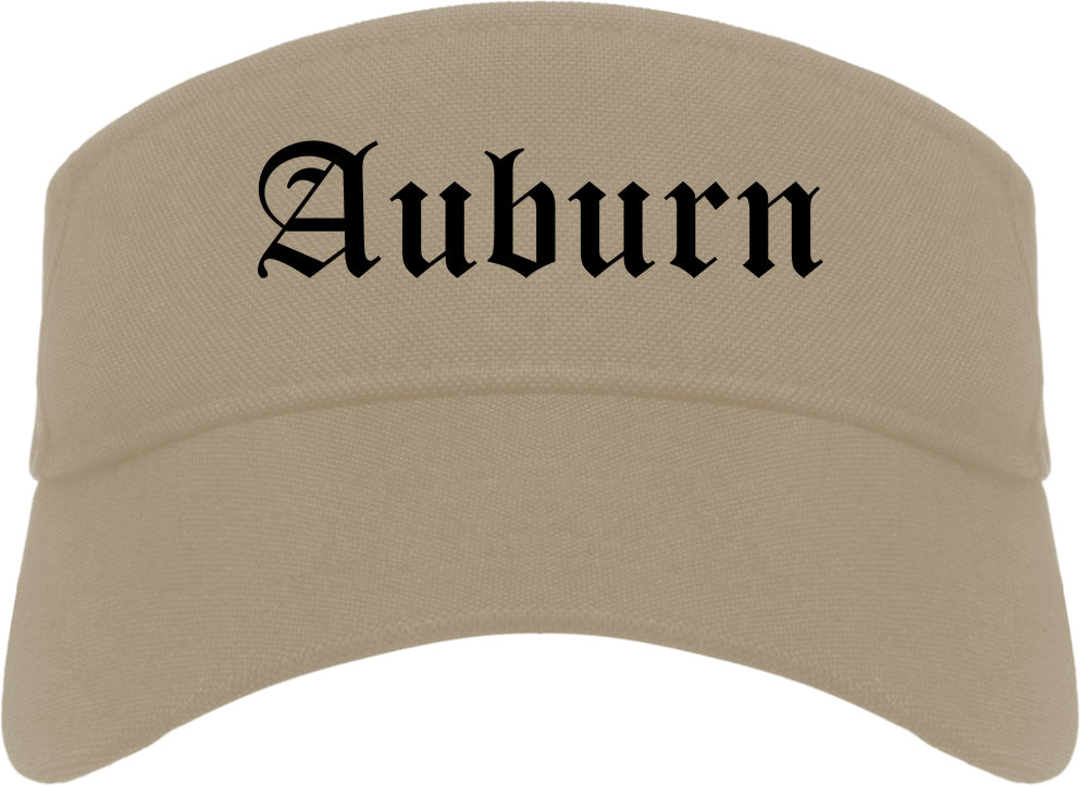 Auburn Maine ME Old English Mens Visor Cap Hat Khaki
