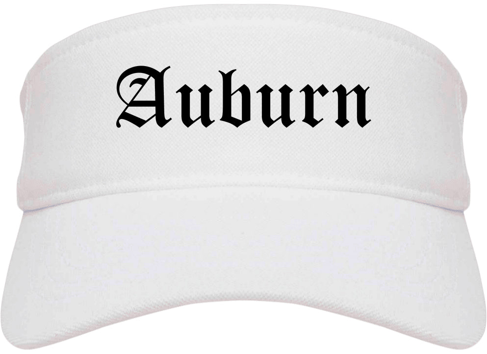 Auburn Maine ME Old English Mens Visor Cap Hat White