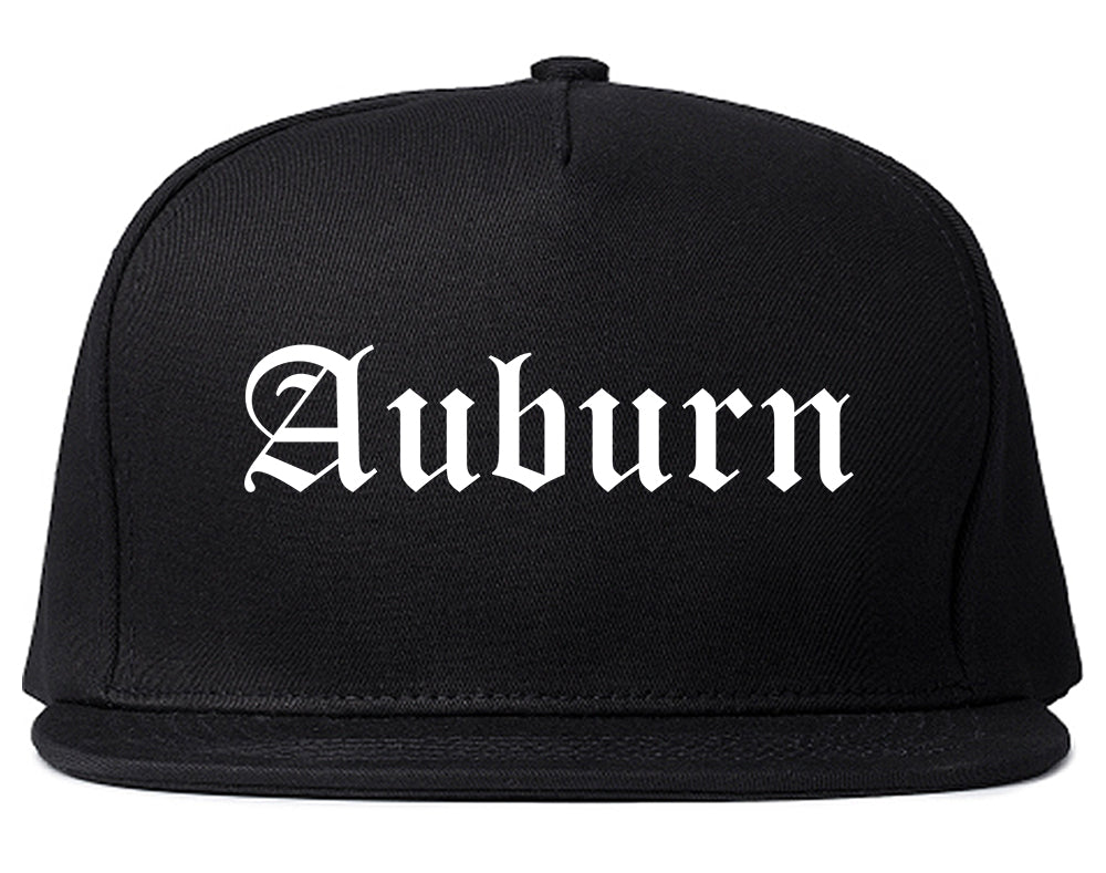 Auburn New York NY Old English Mens Snapback Hat Black