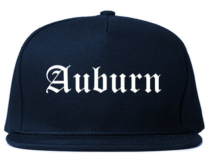 Auburn New York NY Old English Mens Snapback Hat Navy Blue