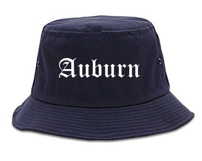 Auburn New York NY Old English Mens Bucket Hat Navy Blue