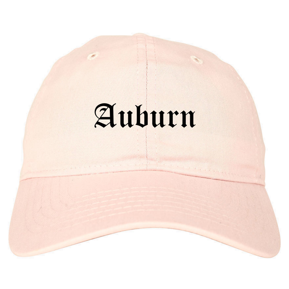 Auburn New York NY Old English Mens Dad Hat Baseball Cap Pink