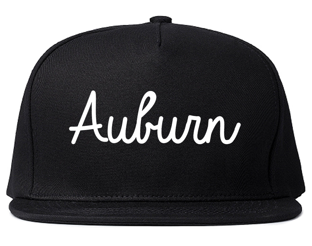 Auburn New York NY Script Mens Snapback Hat Black