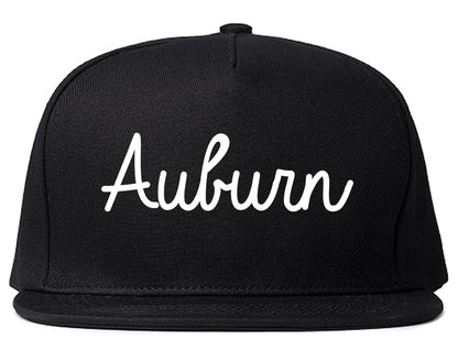 Auburn Washington WA Script Mens Snapback Hat Black