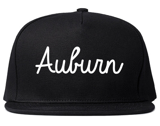Auburn Washington WA Script Mens Snapback Hat Black