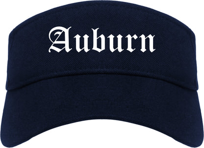 Auburn Washington WA Old English Mens Visor Cap Hat Navy Blue