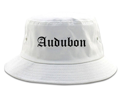 Audubon New Jersey NJ Old English Mens Bucket Hat White
