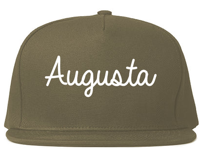 Augusta Kansas KS Script Mens Snapback Hat Grey
