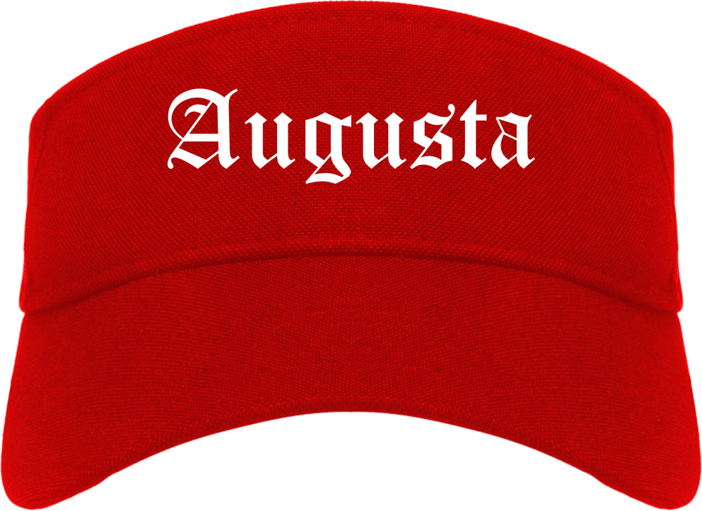 Augusta Kansas KS Old English Mens Visor Cap Hat Red