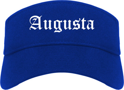Augusta Kansas KS Old English Mens Visor Cap Hat Royal Blue