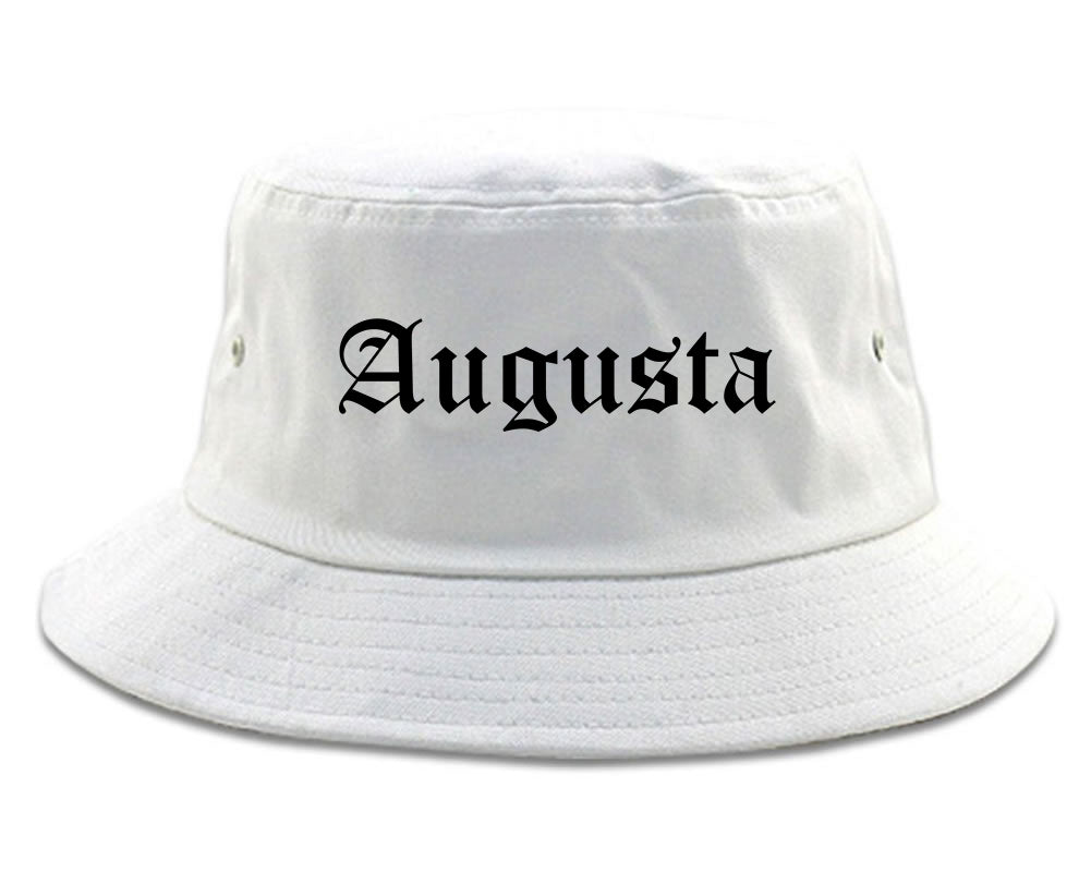 Augusta Kansas KS Old English Mens Bucket Hat White