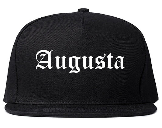 Augusta Maine ME Old English Mens Snapback Hat Black