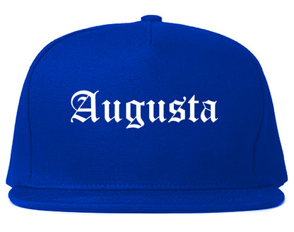 Augusta Maine ME Old English Mens Snapback Hat Royal Blue