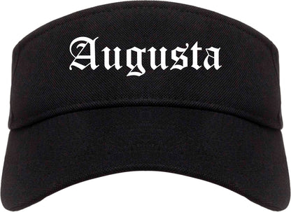 Augusta Maine ME Old English Mens Visor Cap Hat Black