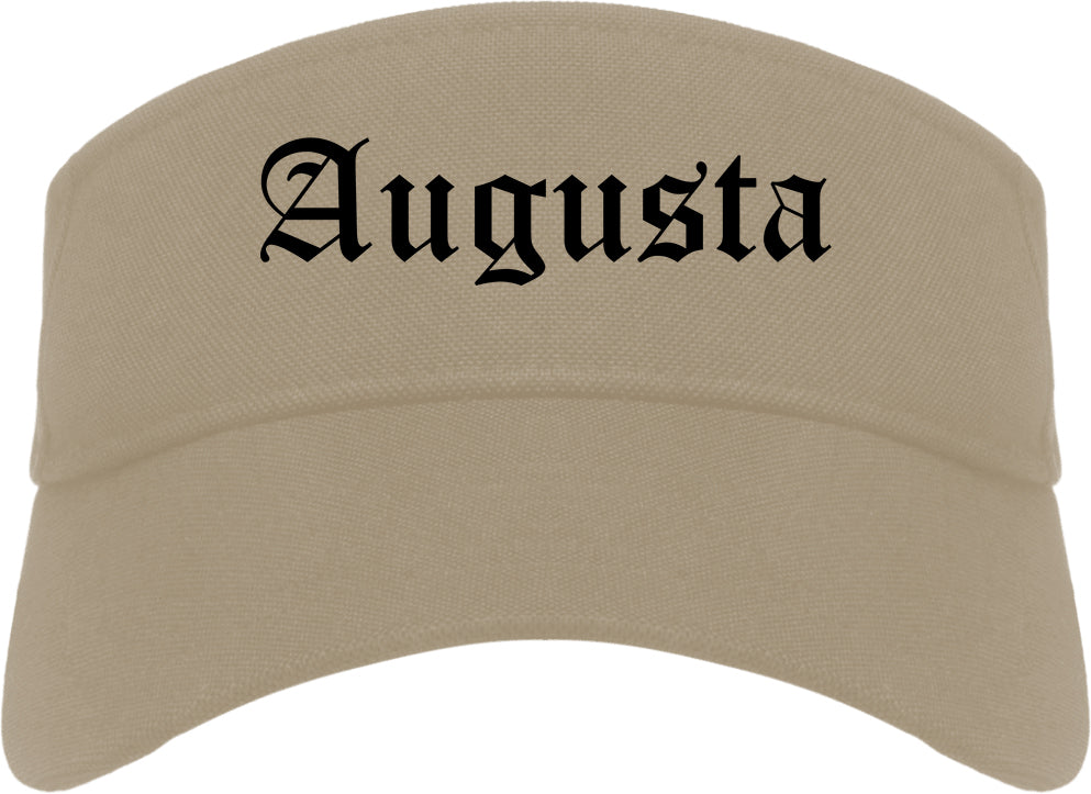 Augusta Maine ME Old English Mens Visor Cap Hat Khaki