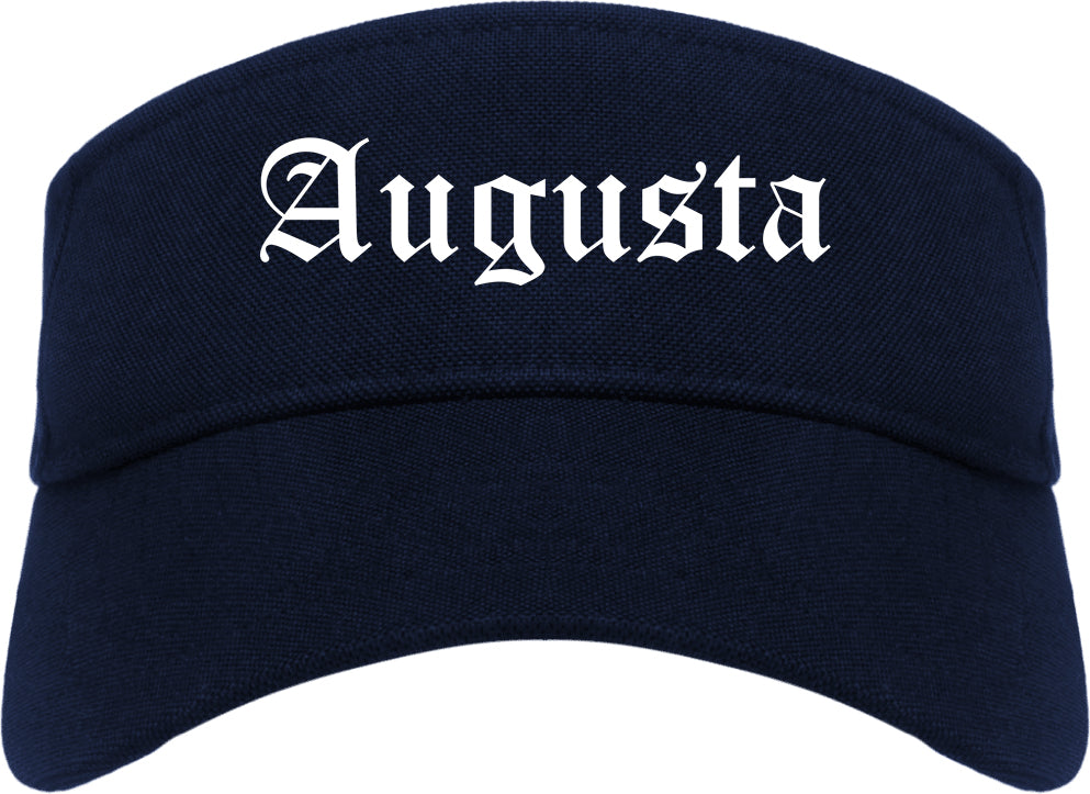 Augusta Maine ME Old English Mens Visor Cap Hat Navy Blue