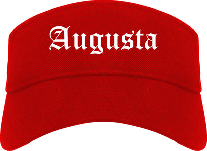 Augusta Maine ME Old English Mens Visor Cap Hat Red