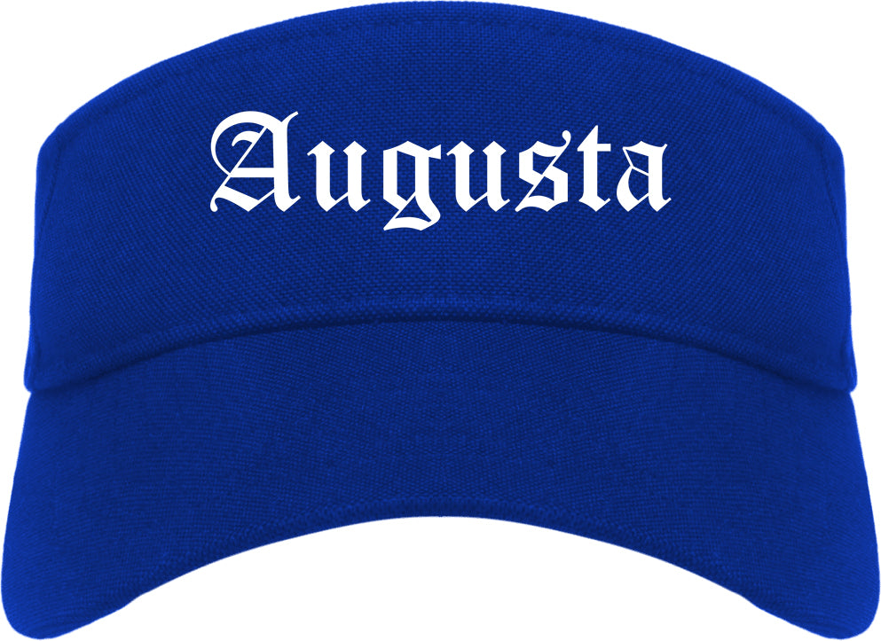 Augusta Maine ME Old English Mens Visor Cap Hat Royal Blue