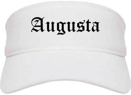 Augusta Maine ME Old English Mens Visor Cap Hat White