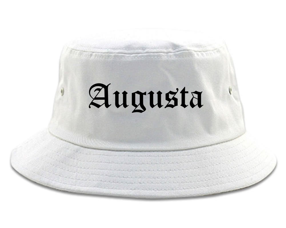 Augusta Maine ME Old English Mens Bucket Hat White