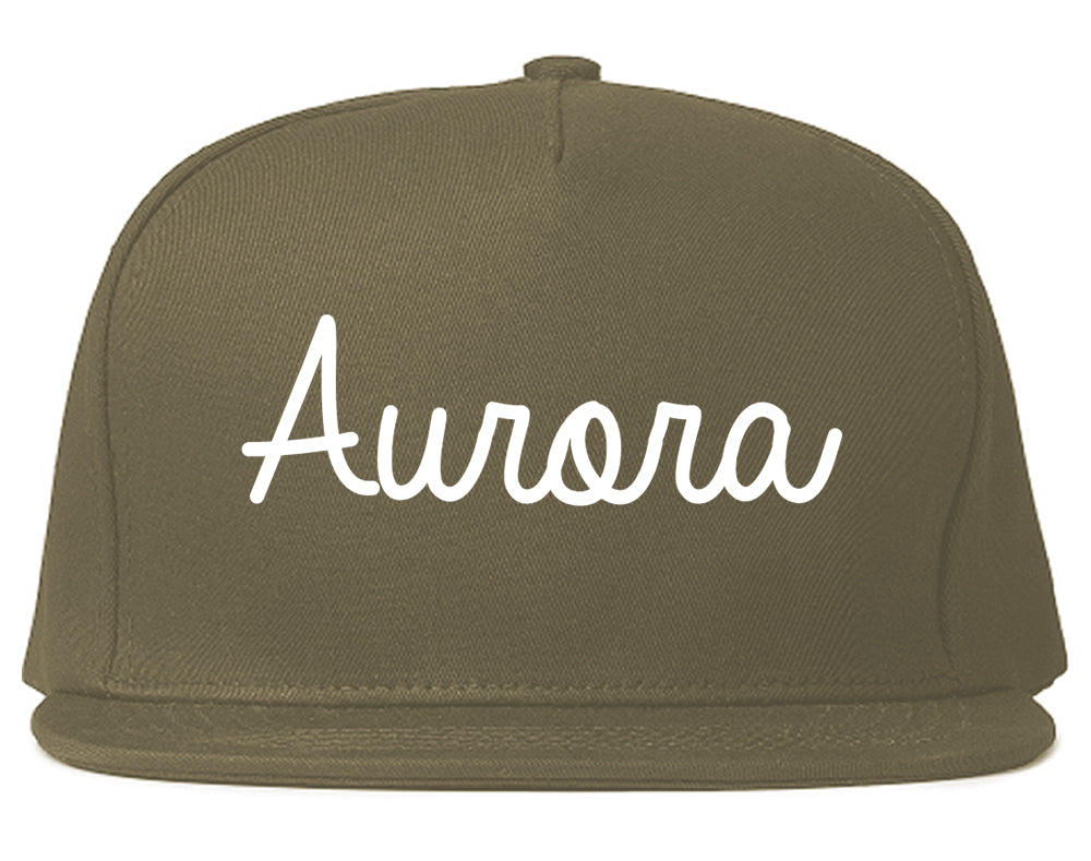 Aurora Colorado CO Script Mens Snapback Hat Grey