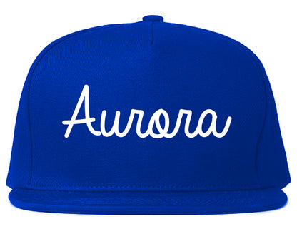 Aurora Colorado CO Script Mens Snapback Hat Royal Blue