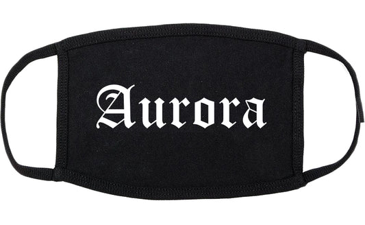 Aurora Illinois IL Old English Cotton Face Mask Black