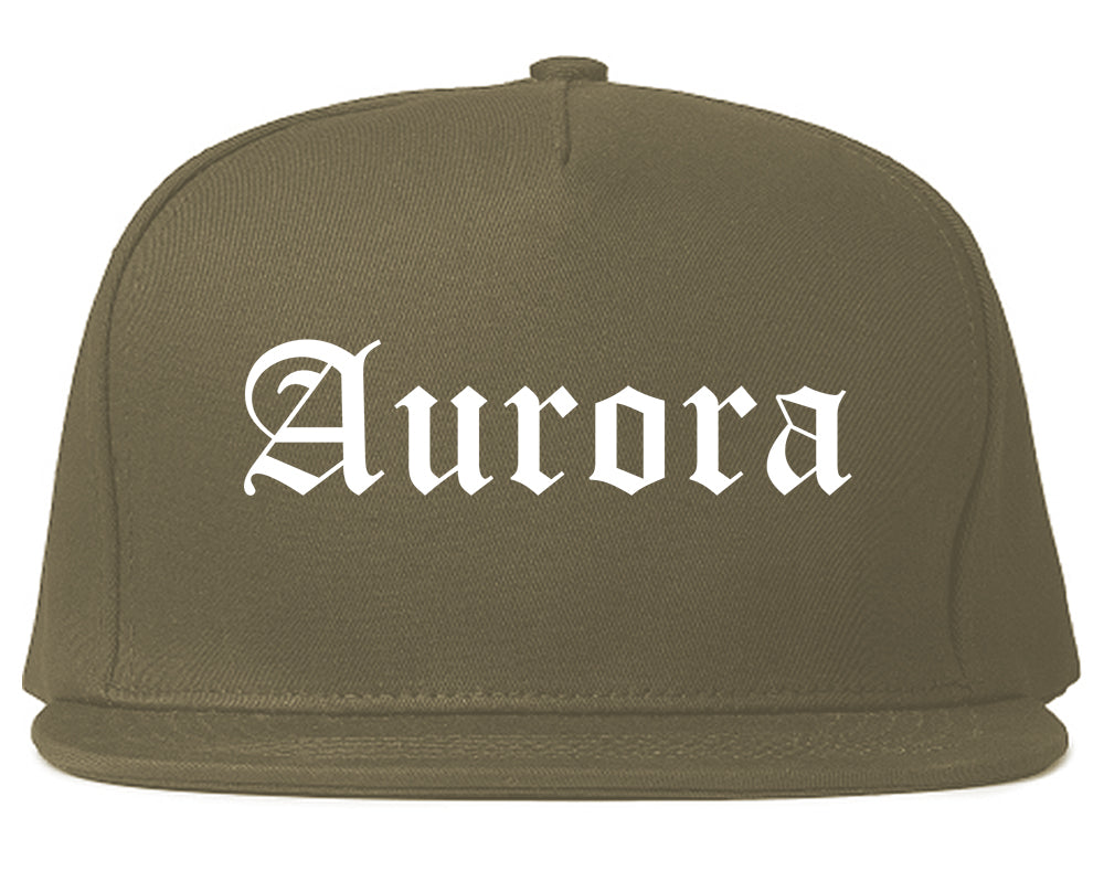 Aurora Illinois IL Old English Mens Snapback Hat Grey