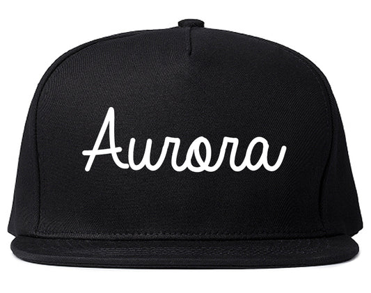 Aurora Illinois IL Script Mens Snapback Hat Black