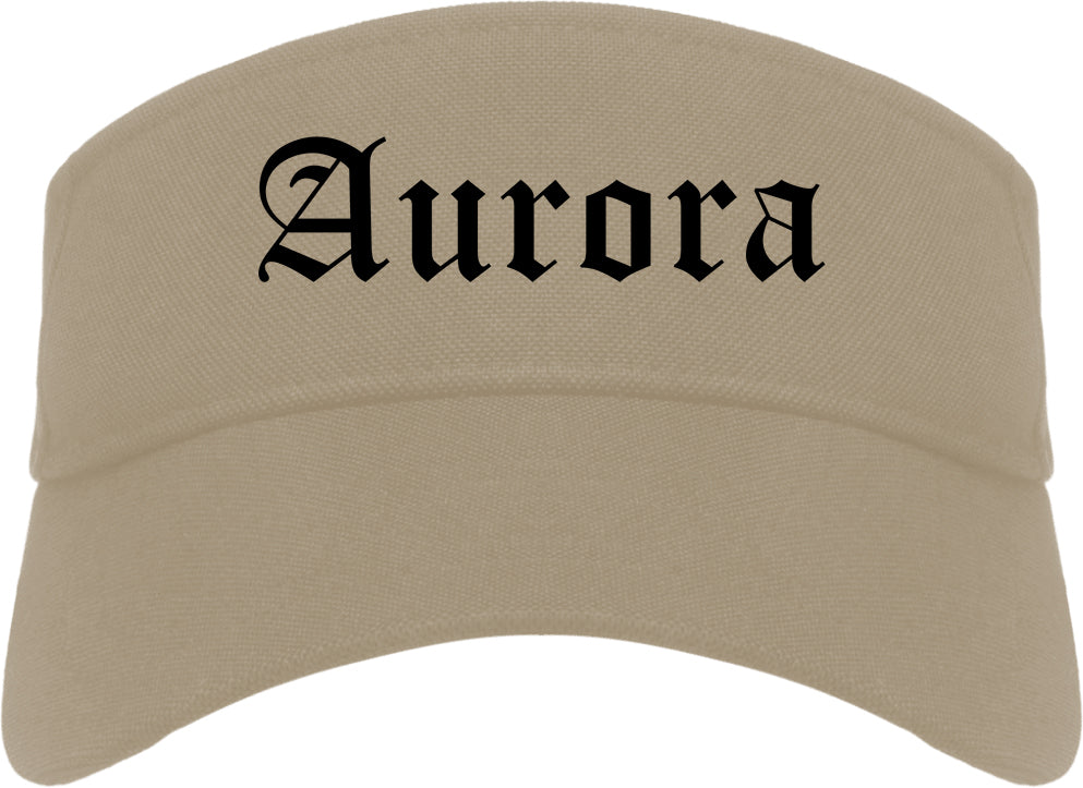 Aurora Illinois IL Old English Mens Visor Cap Hat Khaki