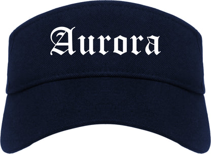 Aurora Illinois IL Old English Mens Visor Cap Hat Navy Blue