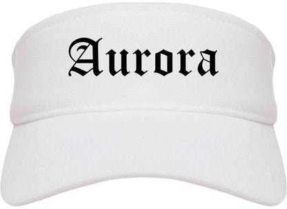 Aurora Illinois IL Old English Mens Visor Cap Hat White