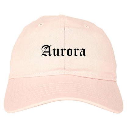 Aurora Missouri MO Old English Mens Dad Hat Baseball Cap Pink