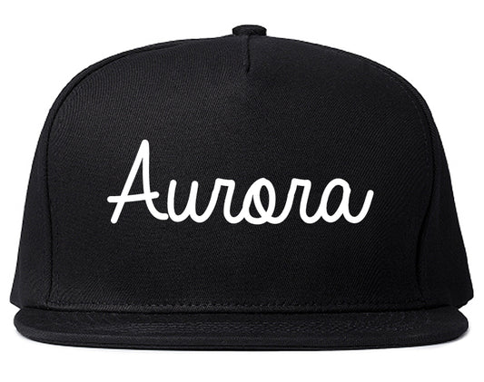 Aurora Missouri MO Script Mens Snapback Hat Black