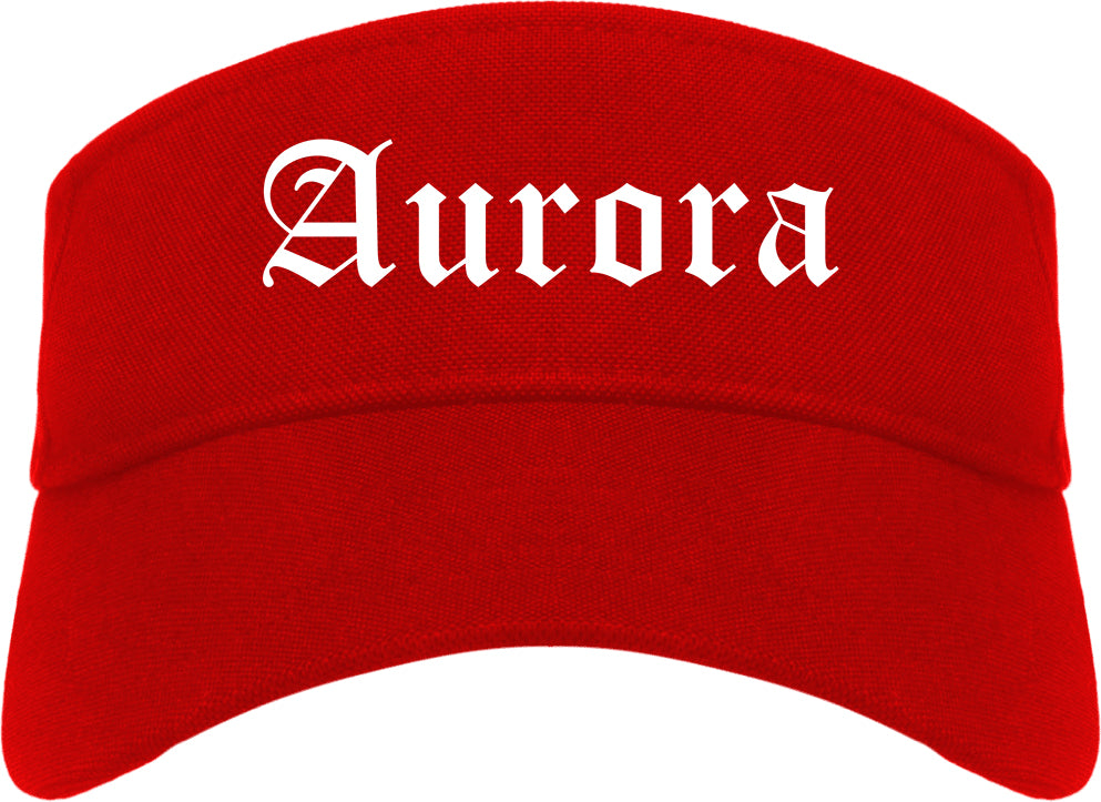 Aurora Missouri MO Old English Mens Visor Cap Hat Red