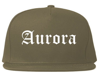 Aurora Ohio OH Old English Mens Snapback Hat Grey