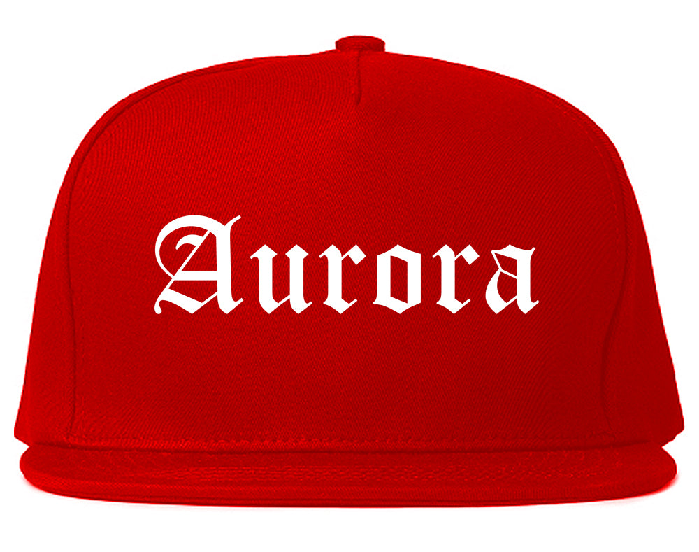 Aurora Ohio OH Old English Mens Snapback Hat Red