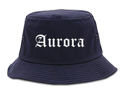 Aurora Ohio OH Old English Mens Bucket Hat Navy Blue