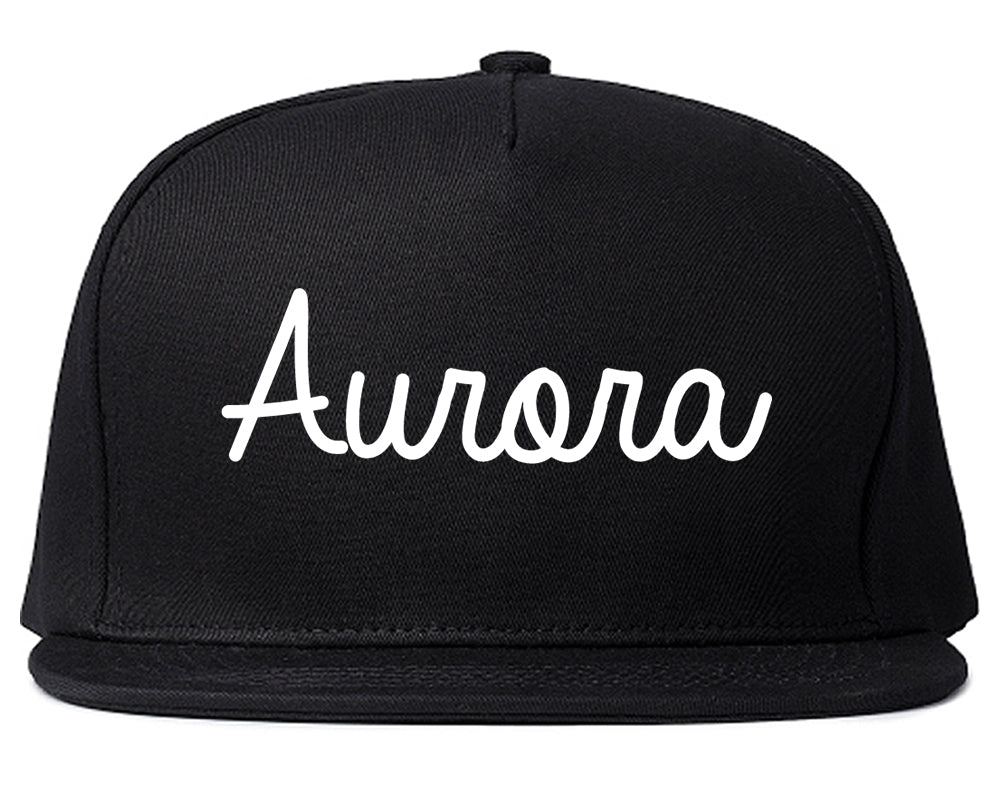 Aurora Ohio OH Script Mens Snapback Hat Black