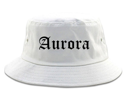 Aurora Ohio OH Old English Mens Bucket Hat White