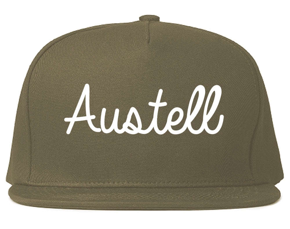 Austell Georgia GA Script Mens Snapback Hat Grey